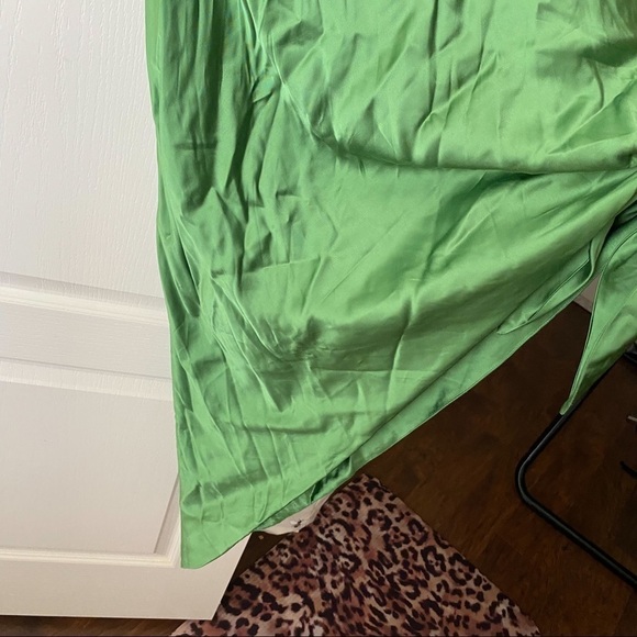 Cult Gaia Dress Dehlila Satin Silky Slinky Backless Adjustable Tie Fern L NWT - Picture 6 of 10